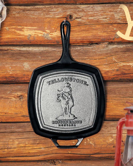 Chảo Nướng Gang Vuông Lodge L8SGPYW Yellowstone Cowboy 26.7 cm