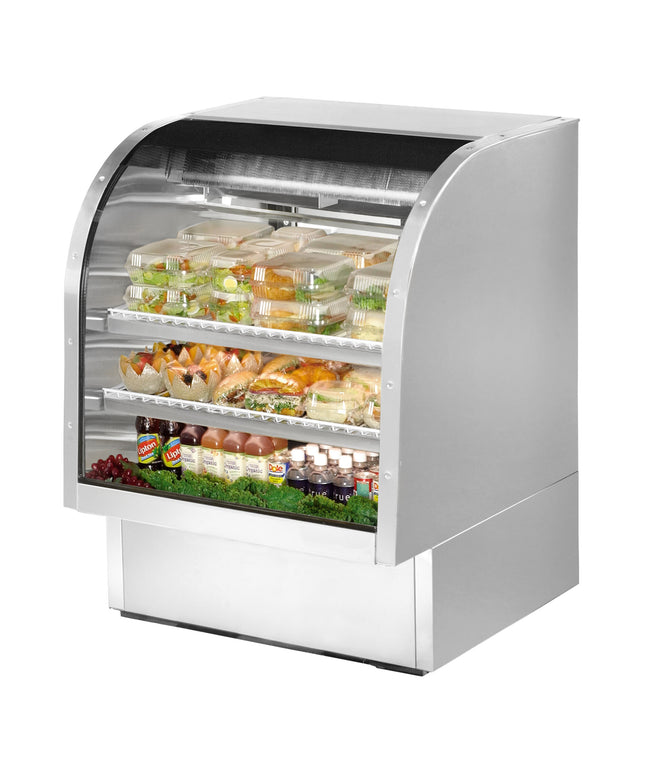 Tủ trưng bày deli kính cong làm lạnh thép không gỉ True TCGG-36-S-HC-LD 92 cm
