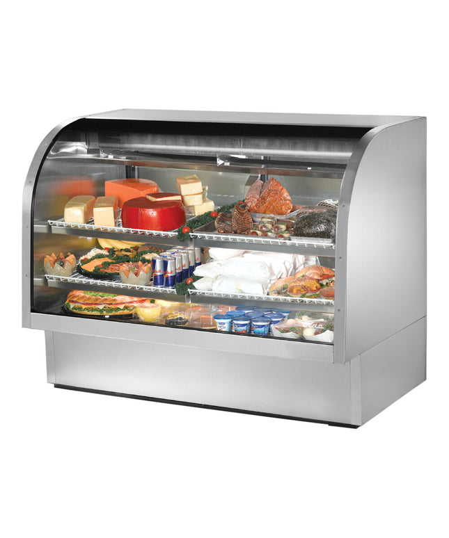 Tủ trưng bày thực phẩm chế biến kính cong có làm lạnh thép không gỉ True TCGG-60-S-HC-LD 153 cm