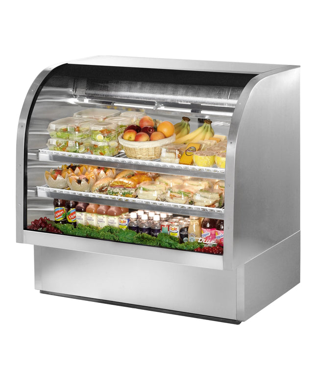 Tủ trưng bày deli làm lạnh kính cong inox True TCGG-48-S-HC-LD 123 cm