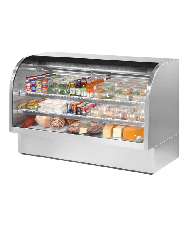 Tủ trưng bày lạnh kính cong thép không gỉ True TCGG-72-S-HC-LD 184 cm