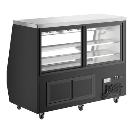Tủ trưng bày deli lạnh kính vuông đen Avantco DDLC-71-B 180 cm, phục vụ hai chiều
