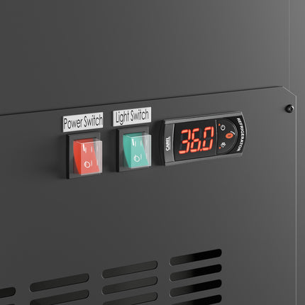 Tủ trưng bày deli lạnh kính vuông đen Avantco DDLC-71-B 180 cm, phục vụ hai chiều