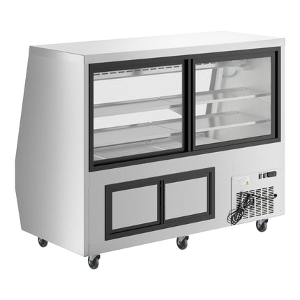 Tủ trưng bày thực phẩm chế biến kính vuông song nhiệm có làm lạnh thép không gỉ Avantco DDLC-71-S 180 cm