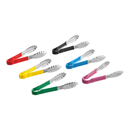 Kẹp gắp răng cưa thép không gỉ Choice cán bọc màu HACCP 24,1 cm - Bộ 6 cái