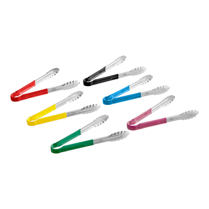 Kẹp gắp Choice 30,5 cm HACCP Color Coated Handles thép không gỉ răng cưa - 6/bộ