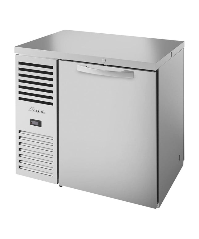 Tủ mát quầy bar cửa đặc thông hai chiều True TBR36-PTSZ1-L-S-S-S-1 91 cm bằng thép không gỉ, có đèn LED