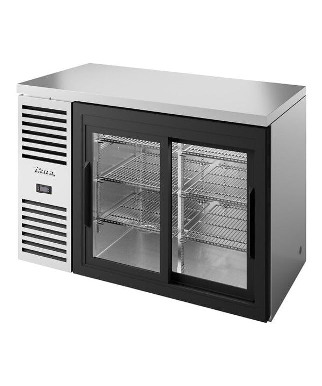 Tủ mát quầy bar hẹp thép không gỉ True TBR48-RISZ1-L-S-11-1 122 cm với cửa lùa kính và đèn LED