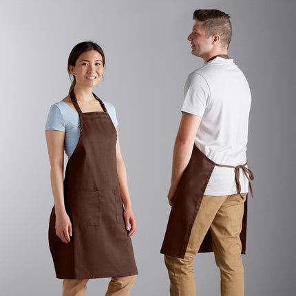 Tạp dề yếm 2 túi pha polyester-cotton điều chỉnh màu nâu Choice