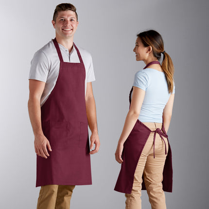 Tạp dề yếm 2 túi pha polyester-cotton màu đỏ mận Choice 86,4 x 76,2 cm