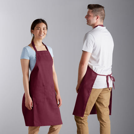 Tạp dề yếm 2 túi pha polyester-cotton điều chỉnh màu đỏ mận Choice 81,3 x 76,2 cm