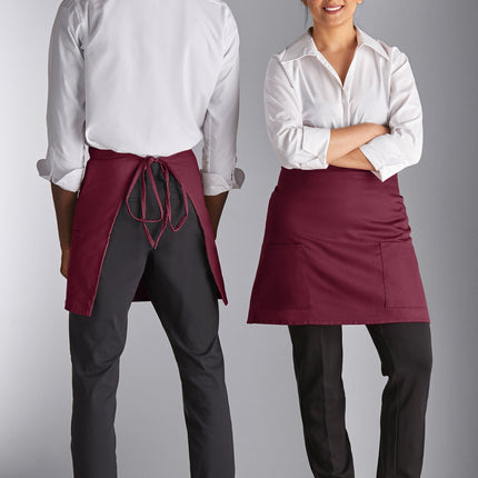 Tạp dề nửa bistro 2 túi pha polyester-cotton màu đỏ mận Choice 45,7 x 76,2 cm