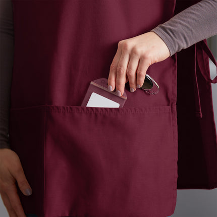 Tạp dề chui đầu 2 túi pha polyester-cotton màu đỏ mận Choice 73,7 x 50,8 cm