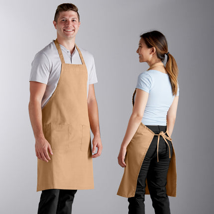 Tạp dề yếm 2 túi pha polyester-cotton màu kaki Choice 86,4 x 76,2 cm
