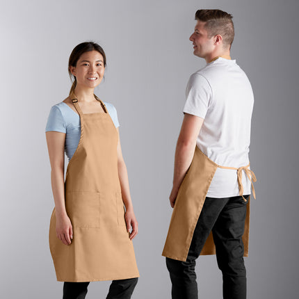 Tạp dề yếm 2 túi pha polyester-cotton điều chỉnh màu kaki Choice