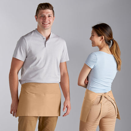 Tạp dề nửa eo 3 túi pha polyester-cotton màu kaki Choice