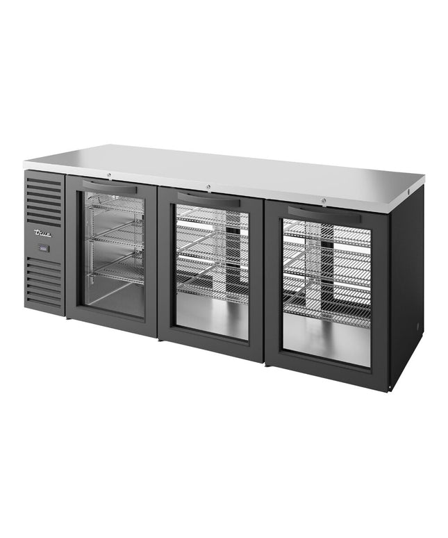 Tủ mát quầy bar True TBR84-PTSZ1-L-B-GGG-GGG-1 213,4 cm đen cửa kính cửa thông sau quầy bar LED chiếu sáng