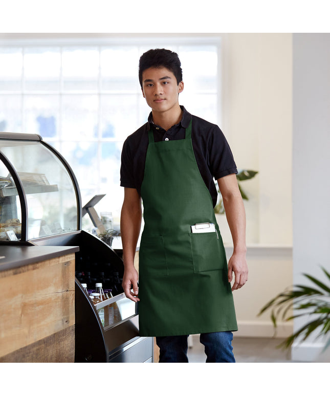 Tạp dề yếm 2 túi pha polyester-cotton màu xanh rêu Choice
