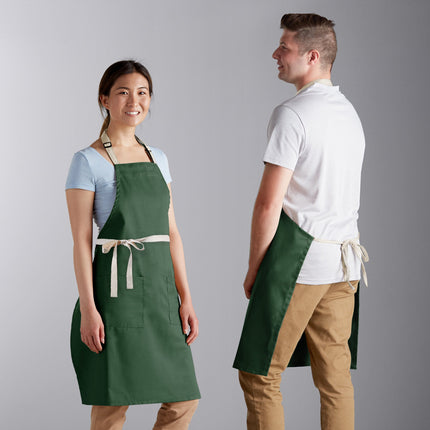 Tạp dề yếm 2 túi pha polyester-cotton điều chỉnh màu xanh rêu Choice 81,3 x 76,2 cm