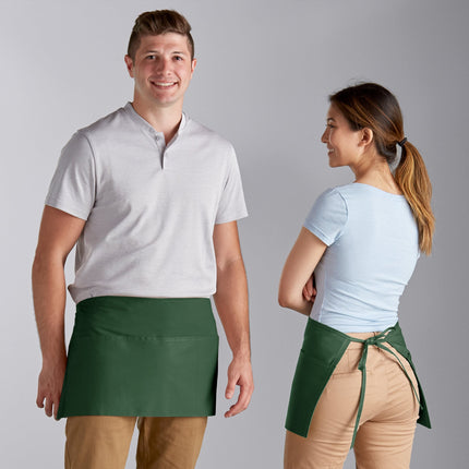 Tạp dề nửa thân vải poly-cotton tiêu chuẩn Choice xanh lá đậm, 3 túi