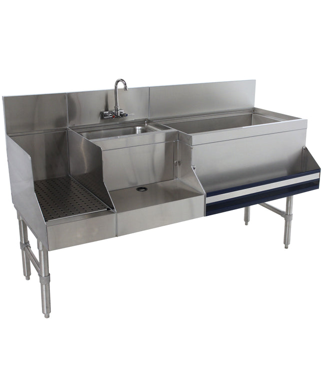 Quầy pha chế cocktail thép không gỉ Advance Tabco PRU-19-48R-10 tấm lạnh 10 vòng 122 x 64 cm, khoang đá bên phải