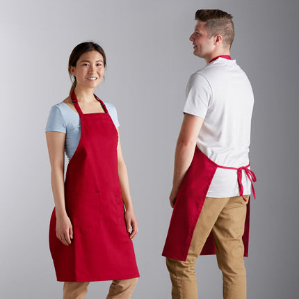 Tạp dề yếm 2 túi pha polyester-cotton điều chỉnh màu đỏ Choice