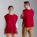 Tạp dề chui đầu 2 túi pha polyester-cotton màu đỏ Choice