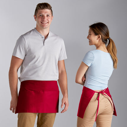 Tạp dề nửa eo 3 túi pha polyester-cotton màu đỏ Choice