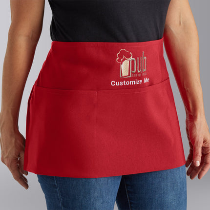Tạp dề nửa eo 3 túi pha polyester-cotton màu đỏ Choice