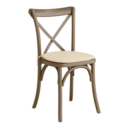Ghế gỗ lưng chéo màu nâu whiskey Lancaster Table & Seating Vineyard đệm vải lanh nâu vàng 2,5 cm