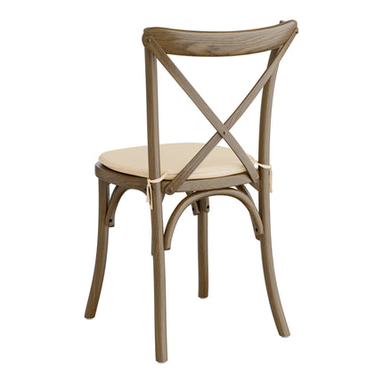 Ghế gỗ lưng chéo màu nâu whiskey Lancaster Table & Seating Vineyard đệm vải lanh nâu vàng 2,5 cm