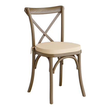 Ghế lưng chéo gỗ màu nâu whiskey Lancaster Table & Seating Vineyard kèm đệm vải lanh màu be dày 5 cm