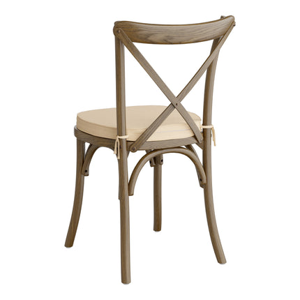 Ghế lưng chéo gỗ màu nâu whiskey Lancaster Table & Seating Vineyard kèm đệm vải lanh màu be dày 5 cm