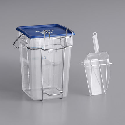 Bộ thùng đựng đá vuông nhựa polycarbonate Vigor 20,8 lít, kèm giá treo, muôi xúc 1,9 lít và giá đỡ muôi