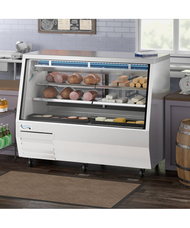 Tủ trưng bày lạnh deli 2 công dụng Avantco DDLC-71-W 180 cm kính vuông màu trắng