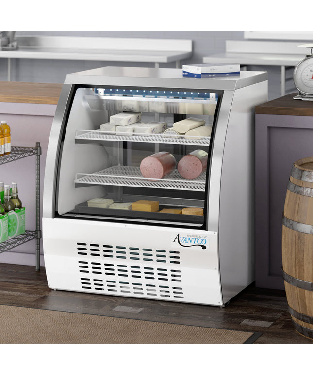 Tủ trưng bày deli làm lạnh kính cong Avantco DLC36-HC-W 91 cm màu trắng