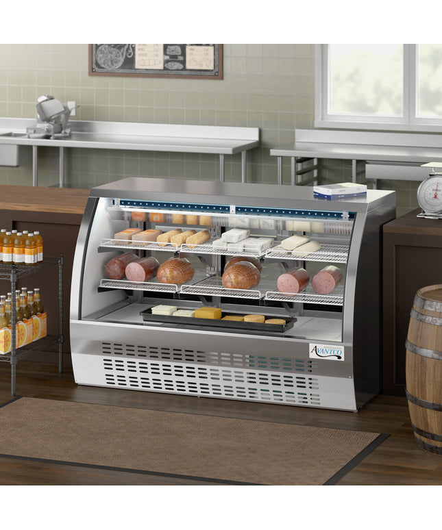 Tủ trưng bày lạnh deli Avantco DLC64-HC-S 163 cm inox kính cong