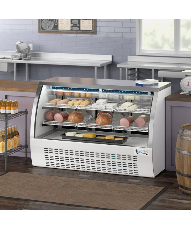 Tủ trưng bày deli kính cong làm lạnh Avantco DLC64-HC-W 163 cm màu trắng