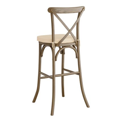 Ghế quầy bar lưng chéo gỗ Lancaster Table & Seating Vineyard màu nâu whiskey đệm vải lanh nâu vàng 5 cm