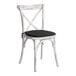 Ghế Lancaster Table & Seating Vineyard gỗ trắng mộc mạc lưng chéo kèm đệm vải lanh đen 2,5 cm