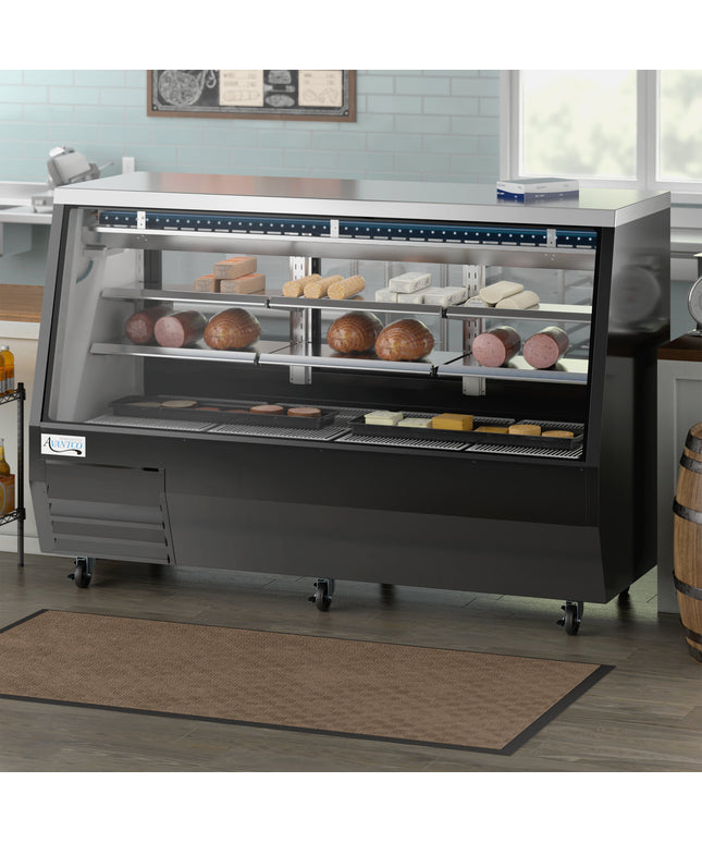 Tủ mát trưng bày deli kính vuông Avantco DDLC-84-B màu đen hai công năng 213 cm