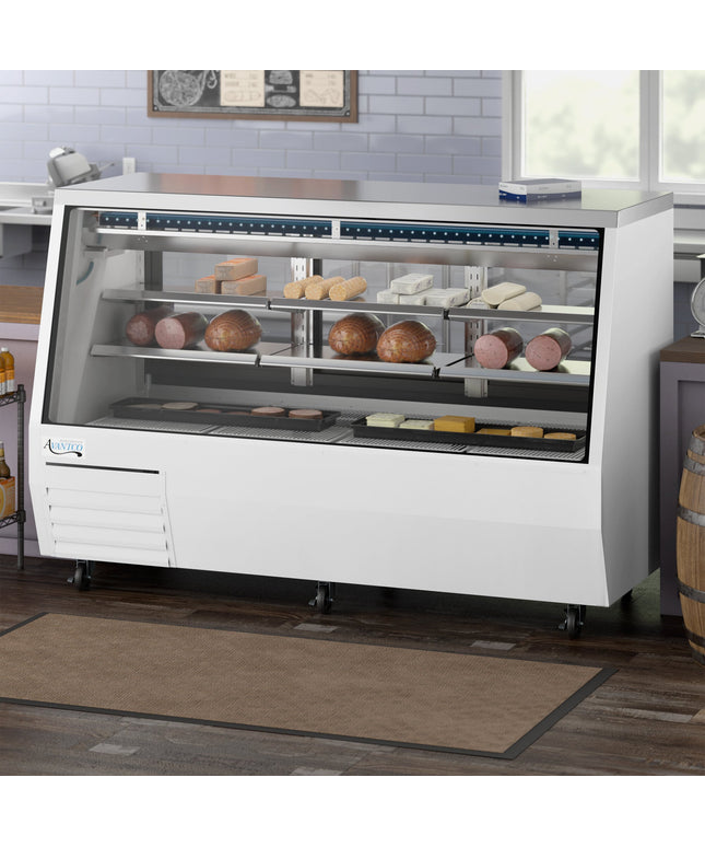 Tủ mát trưng bày deli kính vuông Avantco DDLC-84-W màu trắng hai công năng 213 cm