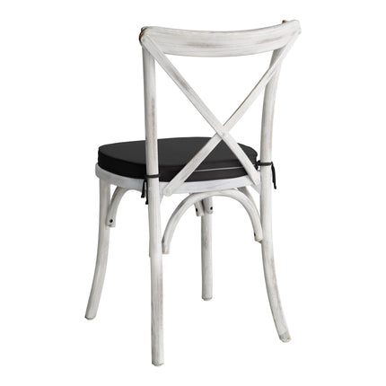 Ghế gỗ lưng chéo trắng mộc Lancaster Table & Seating Vineyard đệm vải đen 5 cm