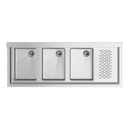 Bồn rửa quầy bar ba ngăn có bàn ráo phải Regency 122 x 47,6 cm
