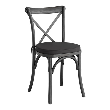 Ghế gỗ lưng chéo đen khói Lancaster Table & Seating Vineyard đệm vải đen 5 cm