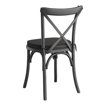 Ghế gỗ lưng chéo đen khói Lancaster Table & Seating Vineyard đệm vải đen 5 cm
