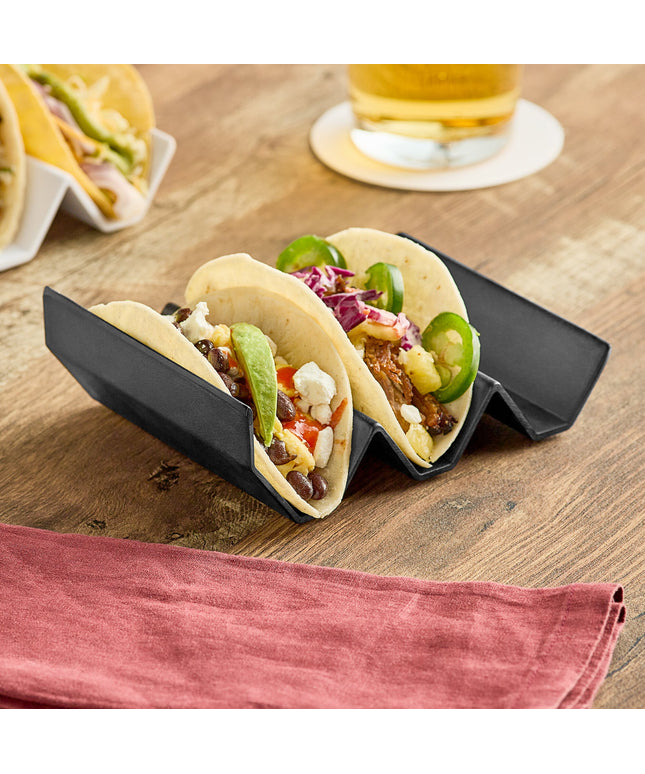 Giá đựng taco melamine 3 khe Elite Global Solutions JW322 Zen 16,5 x 13 cm màu đen zig zag - Thùng 6 cái