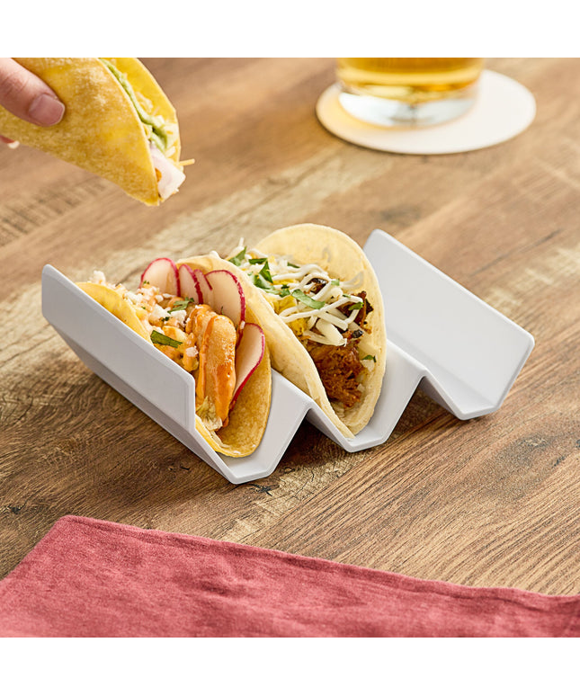 Giá đỡ taco melamine Elite Global Solutions Zen JW322 3 khe màu trắng zig zag 16,5 x 13 x 5,7 cm - Thùng 6 cái