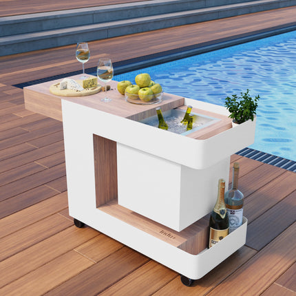 Quầy bar / bàn phụ di động ngoài trời Astella INDU-BAR ISLE trắng