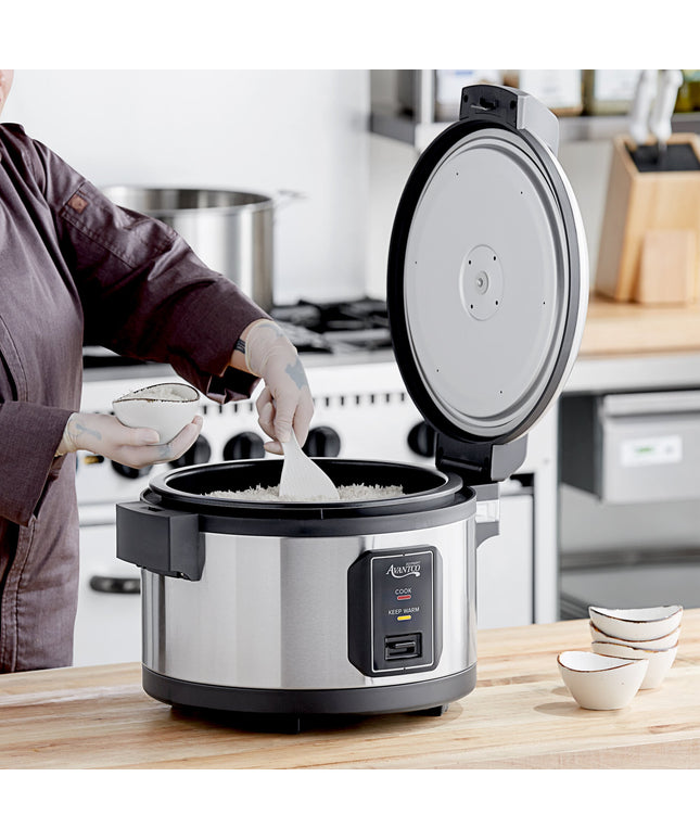 Nồi cơm công nghiệp Avantco RCSB40 40 ly (20 ly Raw) điện Rice Cooker / tủ giữ nóng với Hinged nắp - 120V, 1300W